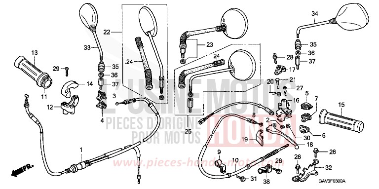 KABEL/HEBELGRIFF/SCHALTER von CB1300 Super Bold'or ABS SCHWARZ (NH1) von 1995